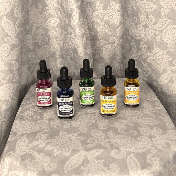 5 - 1/2 oz bottles of vintage Dr Ph Martins radiant concentrated watercolors - Picture 2 of 7